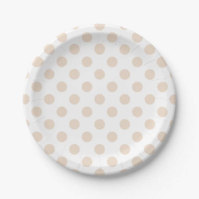 Tan polka dots paper plates (Front)