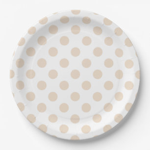 Tan polka dots paper plates