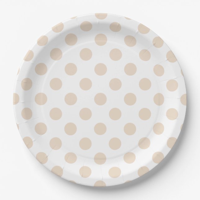 Tan polka dots paper plates (Front)