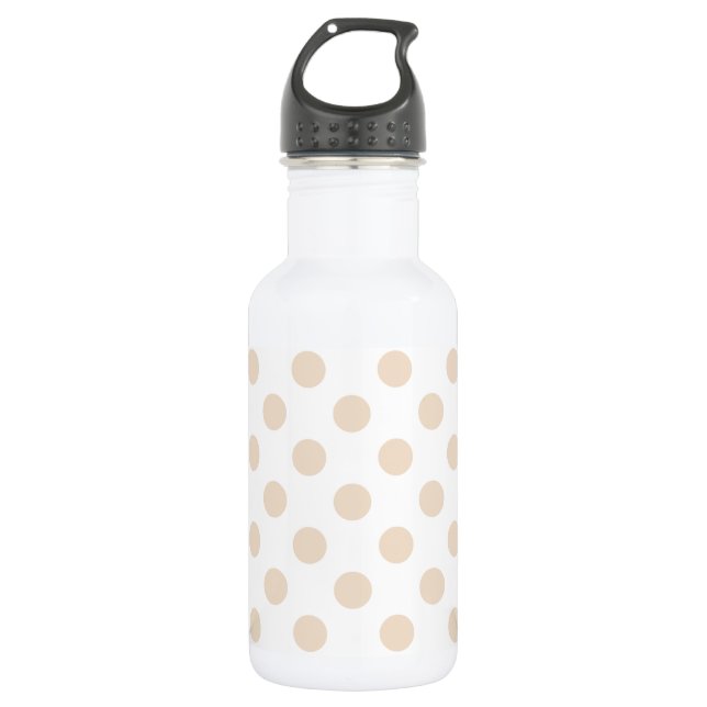 Tan polka dots stainless steel water bottle (Front)
