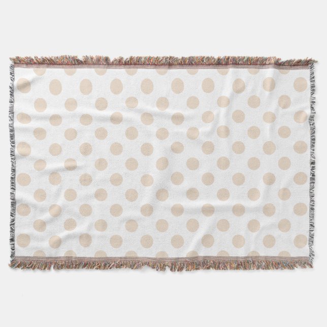 Tan polka dots throw blanket (Front)