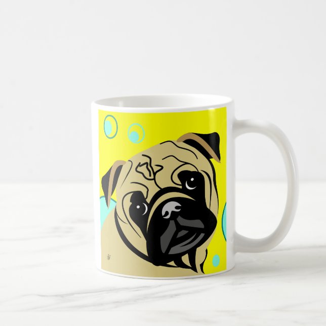 Tan Pug Dog Coffee Mug (Right)