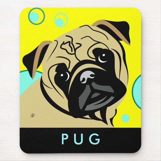 Tan Pug Dog Mouse Pad (Front)