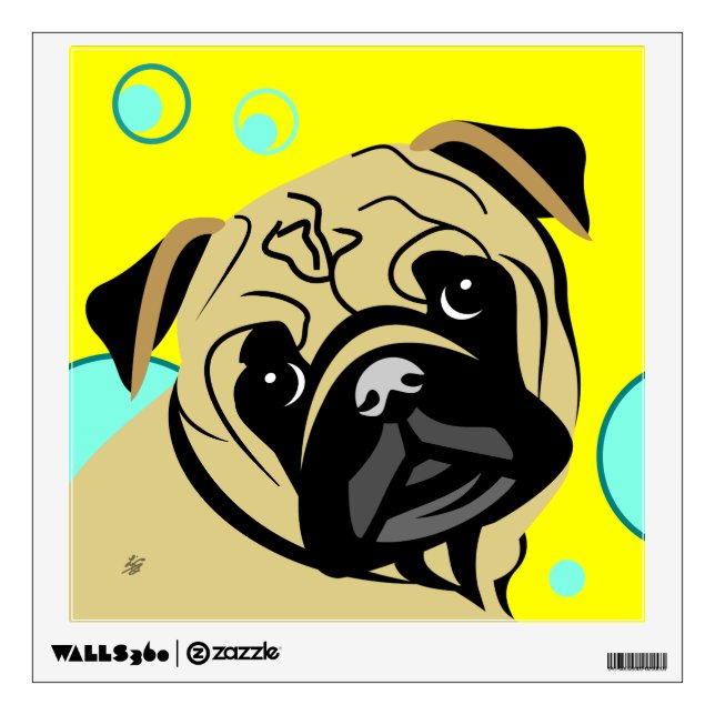 Tan Pug Dog Wall Sticker (Front)