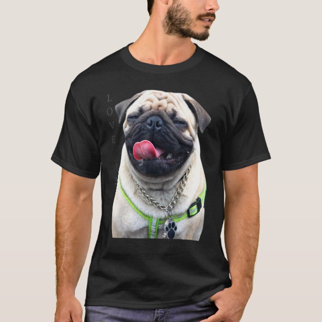 Tan Pug Shirt Women Men Pug Mom Dad Life Tee Love  (Front)