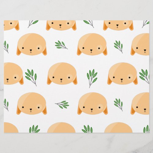 Tan Puppy Dogs with Grass Scrapbook Paper 