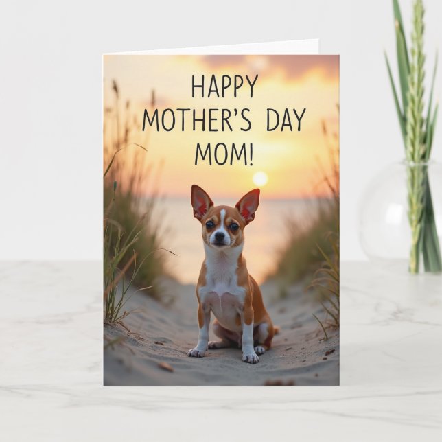 Tan Puppy Mothers Day Scene Card (Front)