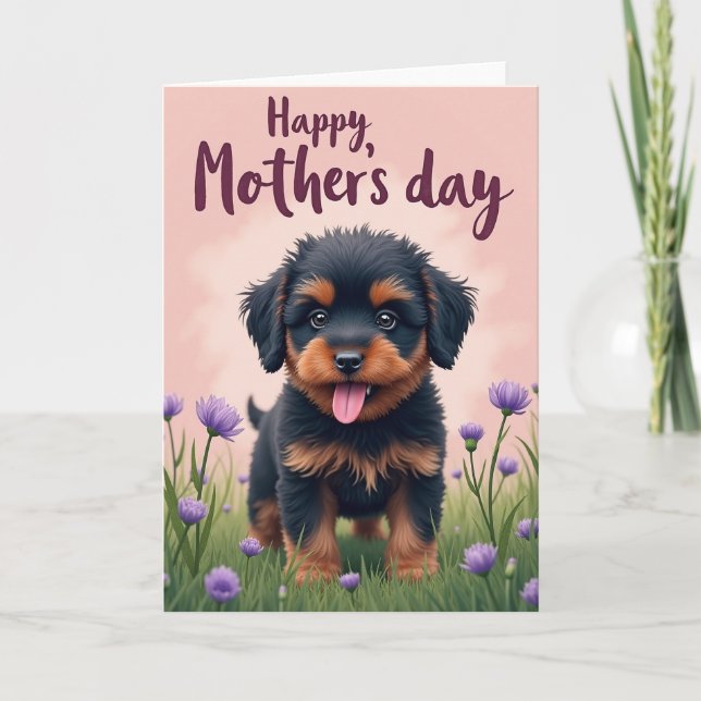 Tan Puppy Sweet Mothers Day Card (Front)