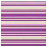 [ Thumbnail: Tan & Purple Colored Lined Pattern Fabric ]