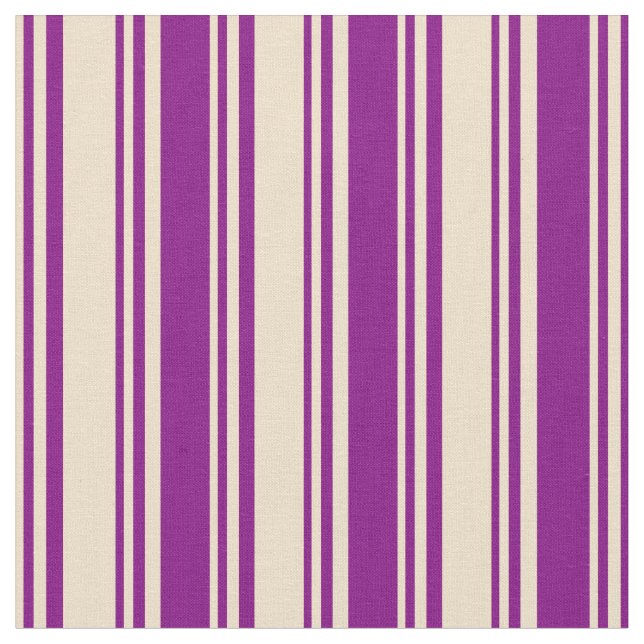 Tan & Purple Colored Lines Pattern Fabric (Close Up)