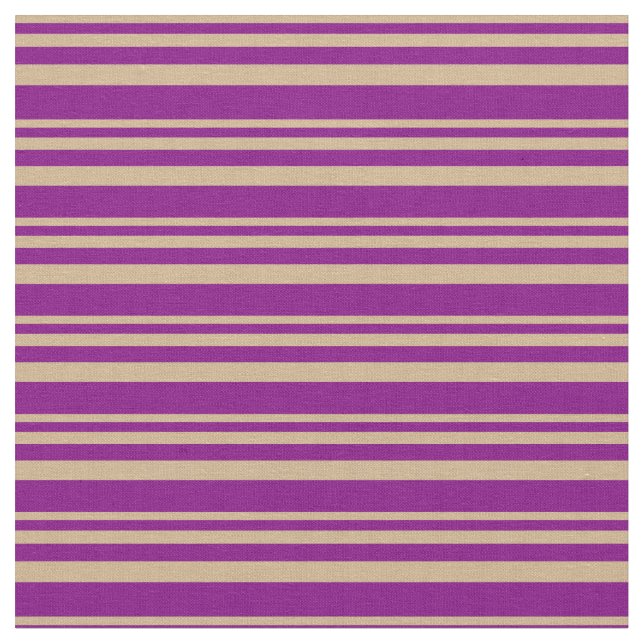 Tan & Purple Colored Stripes Fabric (Close Up)