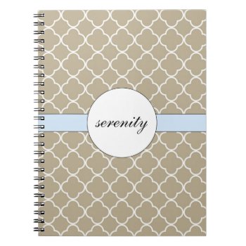 Tan Quatrefoil Pattern Notebook by recoverystore at Zazzle