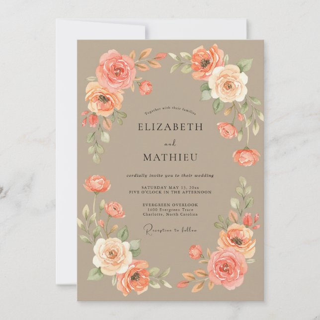 Tan Radiant Autumnal Wedding Invitation (Front)