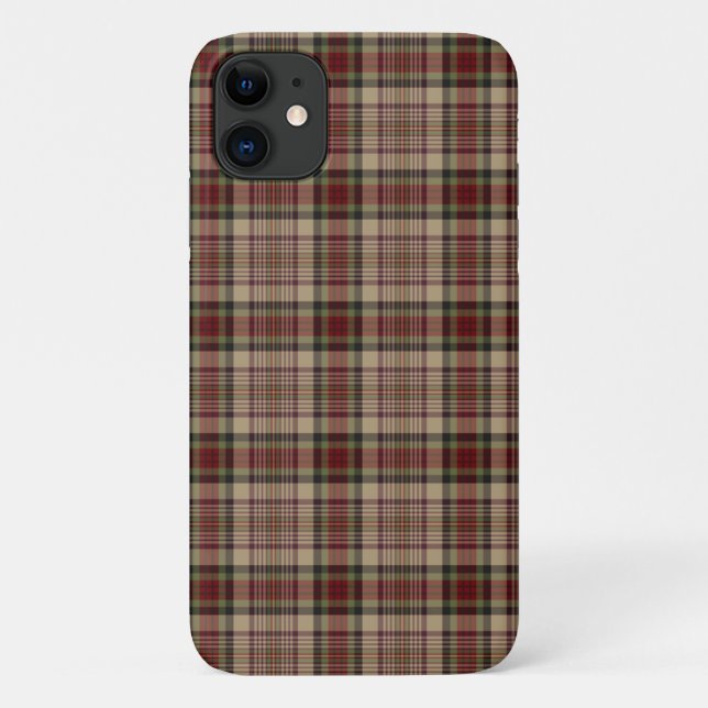 Tan, Red and Green Plaid Case-Mate iPhone Case (Back)