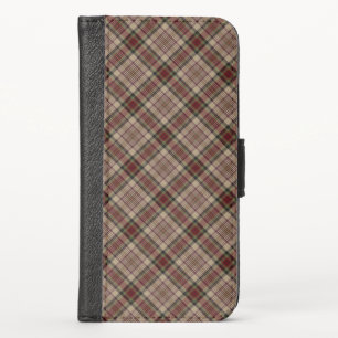 Tan, Red and Green Plaid iPhone X Wallet Case