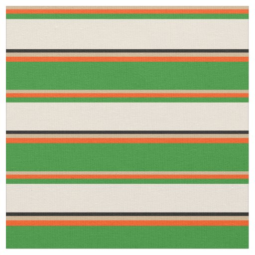 Tan, Red, Forest Green, Bisque & Black Lines Fabric