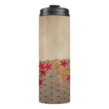 Tan & Red Lace Look Thermal Tumbler by JLBIMAGES at Zazzle