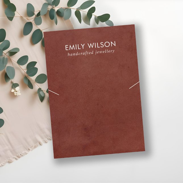 TAN RED LEATHER TEXTURE NECKLACE BRACELET DISPLAY BUSINESS CARD (Creator Uploaded)