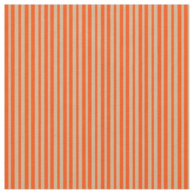 Tan & Red Striped Pattern Fabric (Close Up)