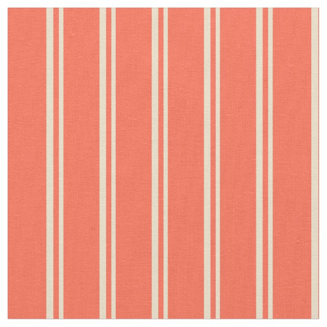 Tan & Red Stripes Fabric (Close Up)