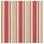 [ Thumbnail: Tan, Red & White Stripes Pattern Fabric ]