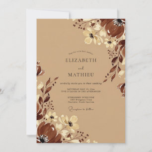 Tan Refined Autumnal Wedding Invitation