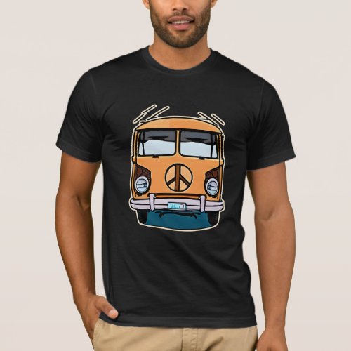Tan Retro Hippie Van Vintage Colors Art T_Shirt