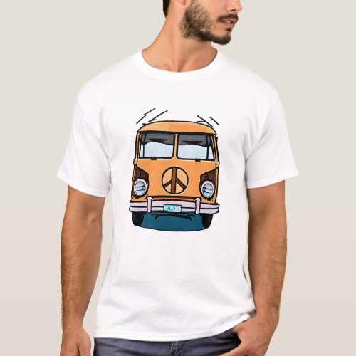 Tan Retro Hippie Van Vintage Colors Art T_Shirt