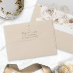 Tan Return Address Envelope<br><div class="desc">Complete your bridal shower invitations with our tan envelopes featuring return addresses adorned with delicate boho-chic florals and champagne glasses. These envelopes perfectly match the Elegant Pearls and Prosecco Bridal Shower Collection,  adding a touch of elegance and sophistication to your correspondence.</div>