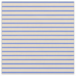 [ Thumbnail: Tan & Royal Blue Colored Lines Fabric ]