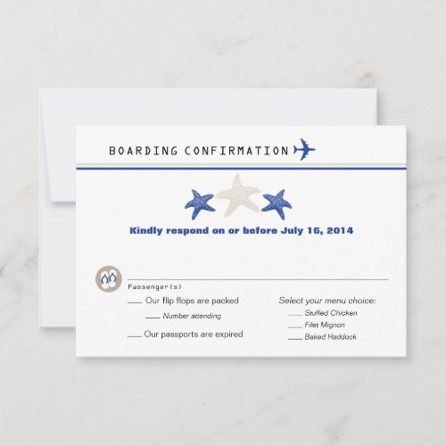 Tan Royal Blue Starfish Boarding Pass RSVP