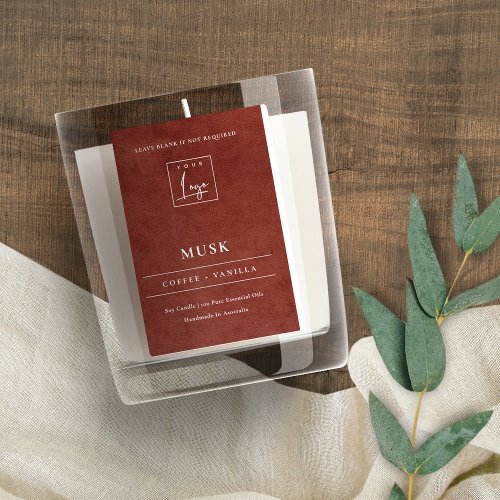 Tan Rust Terracotta Leather Logo Border Candle Food Label