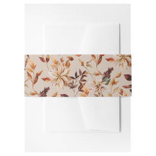Tan Rustic Autumn Leaves Invitation Belly Band