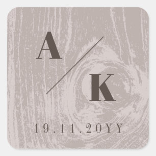 Tan Rustic Woodgrain Texture Autumn Fall Wedding Square Sticker