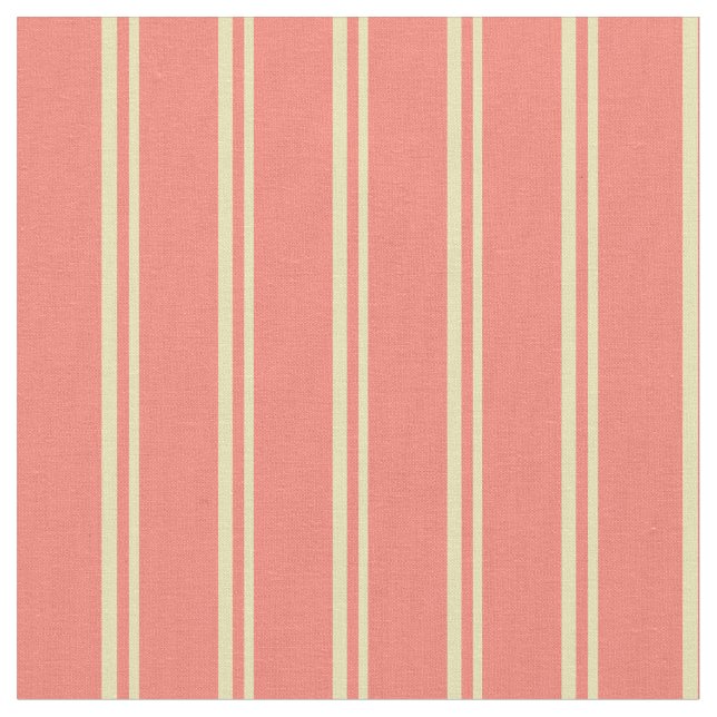 Tan & Salmon Colored Stripes/Lines Pattern Fabric (Close Up)