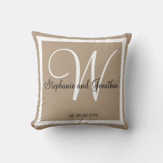 Tan Sand taupe custom Wedding keepsake pillow