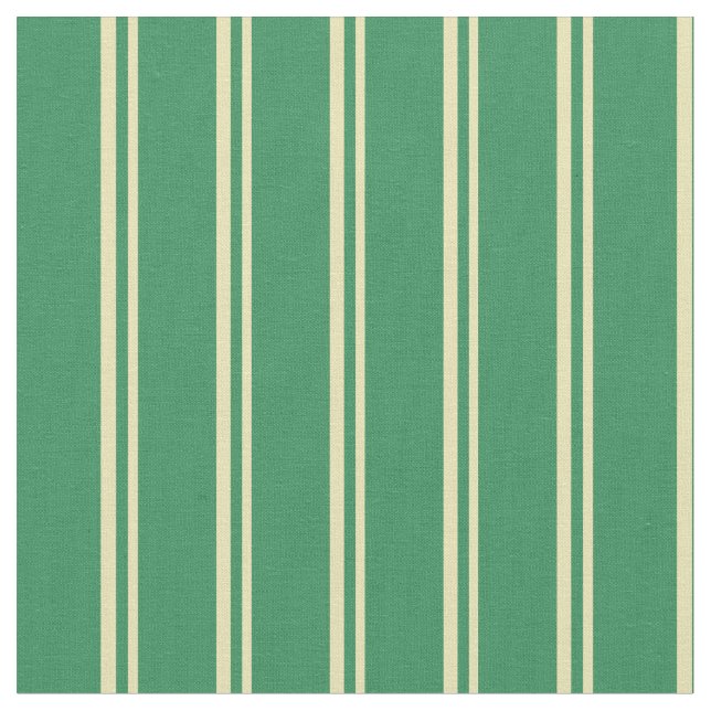 Tan & Sea Green Colored Lines Fabric (Close Up)