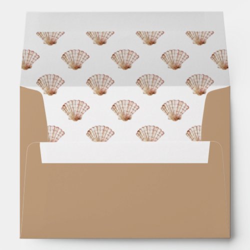 Tan Seashell Wedding Envelope