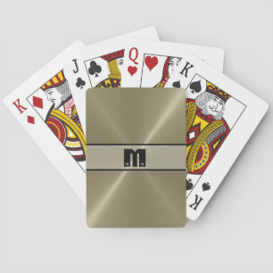 Tan Shiny Stainless Steel Metal 5 Poker Cards