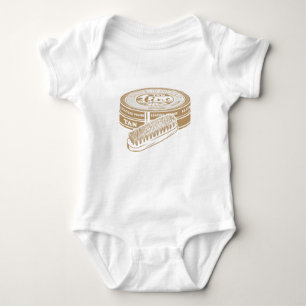 Tan shoepolish tin pop art baby bodysuit