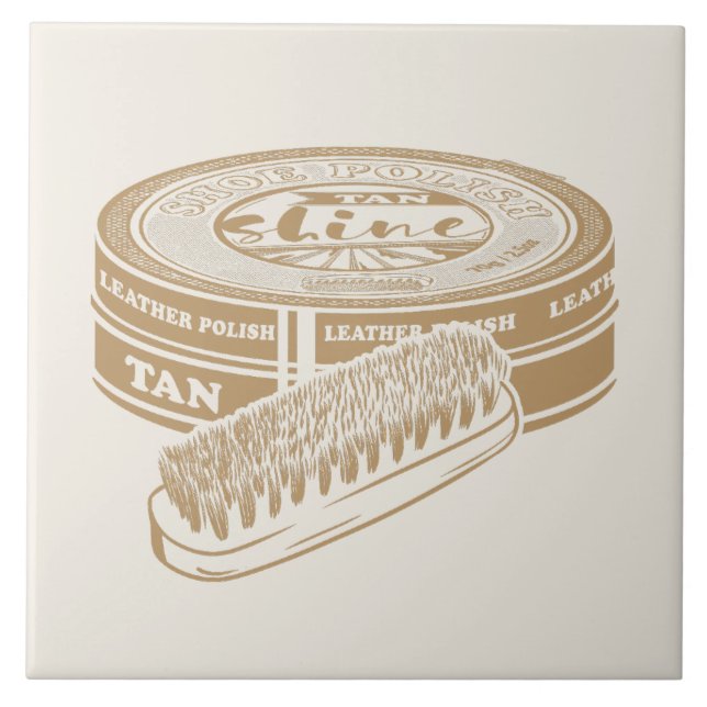 Tan shoepolish tin pop art ceramic tile (Front)