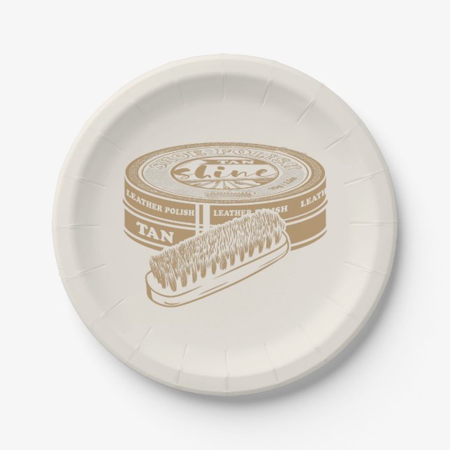 Tan shoepolish tin pop art paper plates (Front)