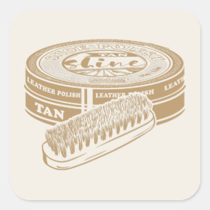 Tan shoepolish tin pop art square sticker