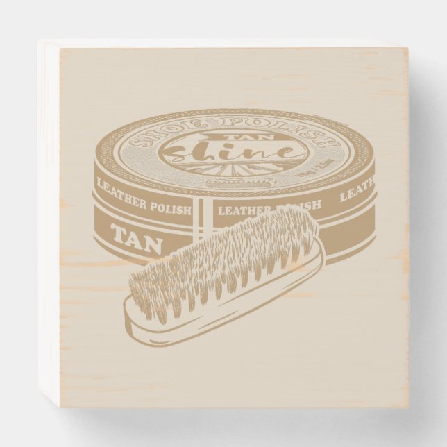 Tan shoepolish tin pop art wooden box sign (Front Horizontal)
