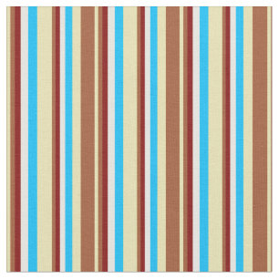 Tan, Sienna, Maroon, White & Deep Sky Blue Colored Fabric