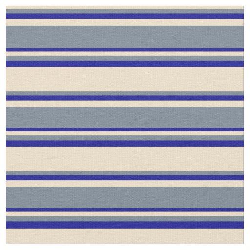 Tan, Slate Gray & Dark Blue Pattern Fabric