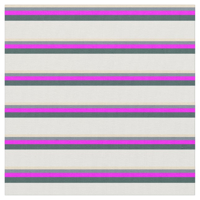 Tan, Slate Gray, Fuchsia, Dark Slate Gray & White Fabric (Close Up)