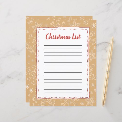 Tan Snowflake Christmas BG Santa Wish List