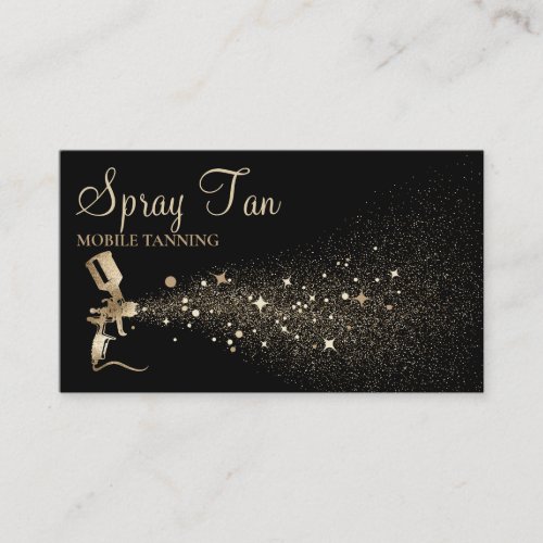 Tan Spray Bottle Sparkling Gold Business Card