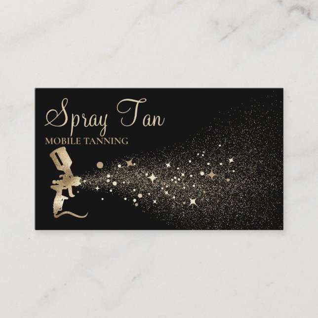 Tan Spray Bottle Sparkling Gold Business Card (Front)